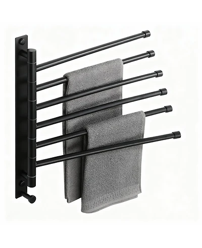 Yigii Stainless Steel 6-Arm Swing Towel Rack, Space-Saving, Rotatable, for Bathrooms