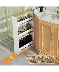 Volenca Slim Kitchen Storage Cart with Handle, Mobile Rolling Shelving Organizer