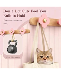 Yigii Wood Wall Hooks - Heavy Duty, 5 Pack