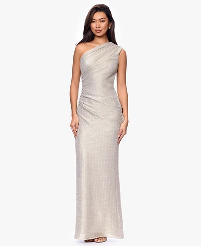 Betsy & Adam Women's Metallic Crinkle Ball Gown