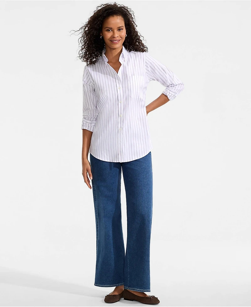 Lands' End Women's No Iron Pinpoint Mens Fit Shirt