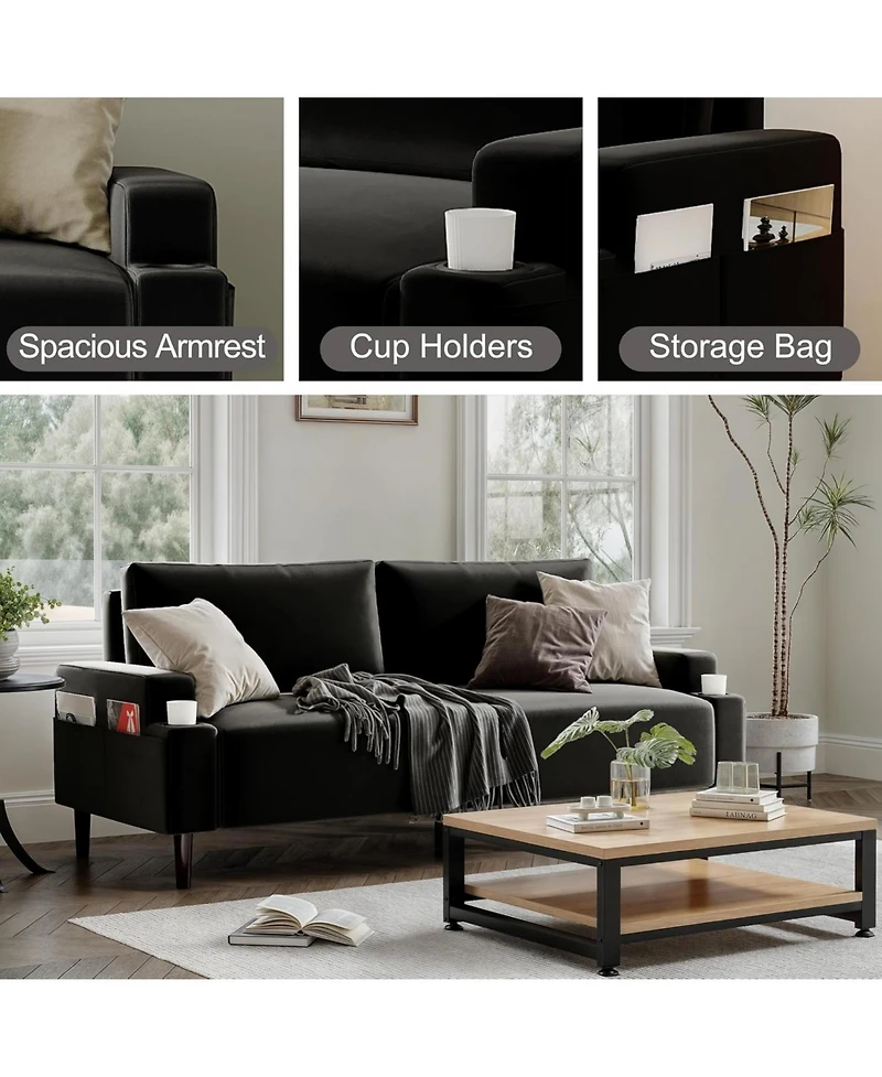 gaomon 80.7" Loveseat Sofa, Fabric Modern Sleeper Sofa Couch for Living Room, Sofa Cama, Solid Wood Frame, Easy to Install