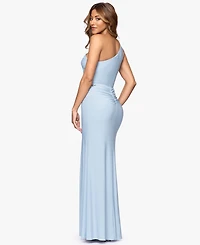 Xscape Petite One-Shoulder Applique Ball Gown