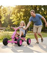 Mecale Go Kart for Kids 4 Wheel with Steering Handlebars and Adjustable