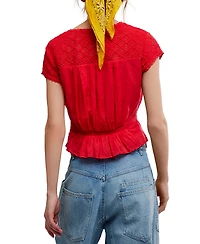 Free People Women's Gemma Embroidered Boat Neck Top