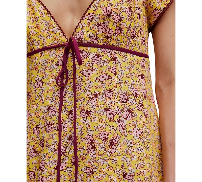 Free People Women's Backroads Floral Print V-Neck Mini Dress