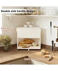 Yigii Double-Tier Rustic Bread Box for Kitchen, Corner Fit, Large Capacity