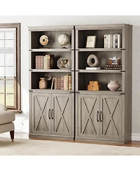 gaomon Tall 5-Tier Farmhouse Bookcase with Cabinet – Wooden Bookshelf with Storage Doors, 5-Shelf Freestanding BookShelf for Home Office, Livin