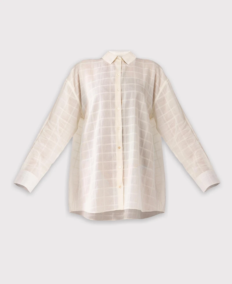 Reistor Women's Oversized Shirt Cover-up Textured Checks