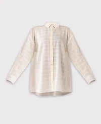 Reistor Women's Oversized Shirt Cover-up Textured Checks