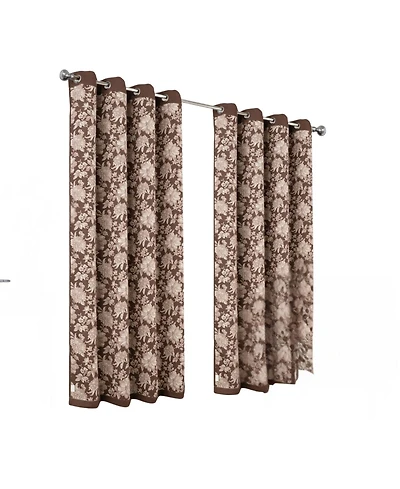 Olivia Gray 100% Polyester 190 Gsm Eloise Reversible Blackout Grommet Curtain Panel 54" x 90" Mocha