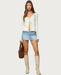 Edikted Women's Jesy Iridescent Split Front Knit Cardigan