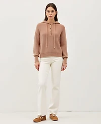 Modenaire Women's Button-Front Knit Drop-Shoulder Hoodie