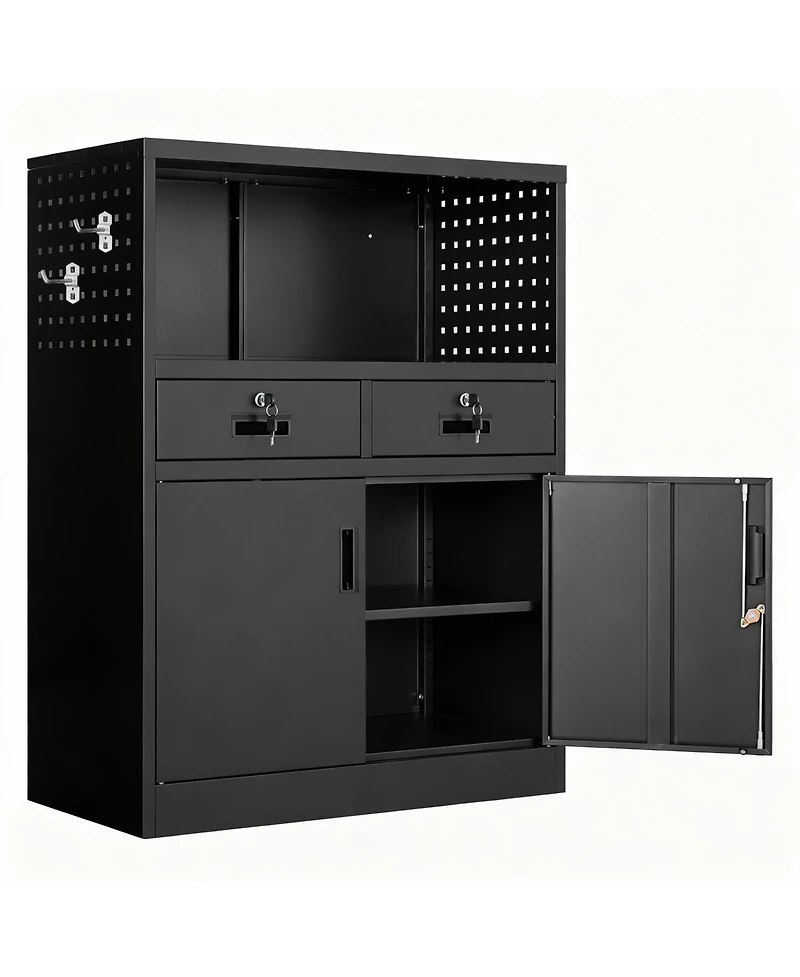 Yigii Heavy Duty Metal Cabinet with 2 Drawers & Locking Doors for Home, Office, Garage