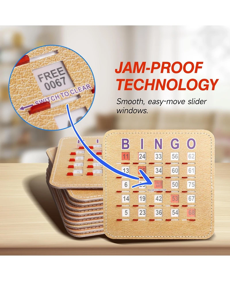 Gse Games & Sports Expert 5Ply Stitched Shutter Bingo Cards, Finger-Tip Shutter Slide Bingo Cards