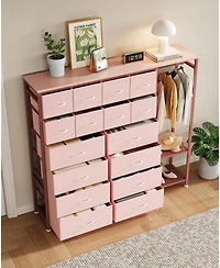 gaomon Large Clothes Storage Rack 16-Drawer & 2-Tier Shelves - Space Saving Freestanding Wardrobe for Small Bedroom/Apartment | No Assembly Needed