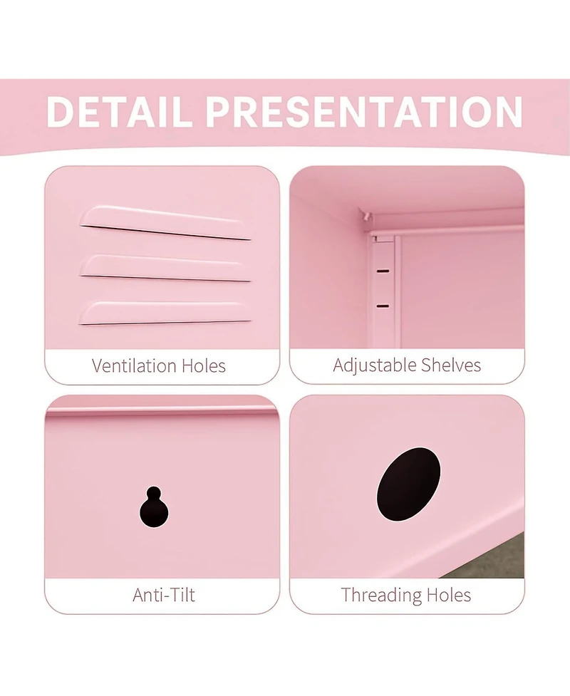 gaomon Metal Locker Nightstand with Door & Shelf, Modern Steel Bedside Storage Cabinet