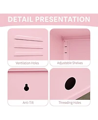 gaomon Metal Locker Nightstand with Door & Shelf, Modern Steel Bedside Storage Cabinet