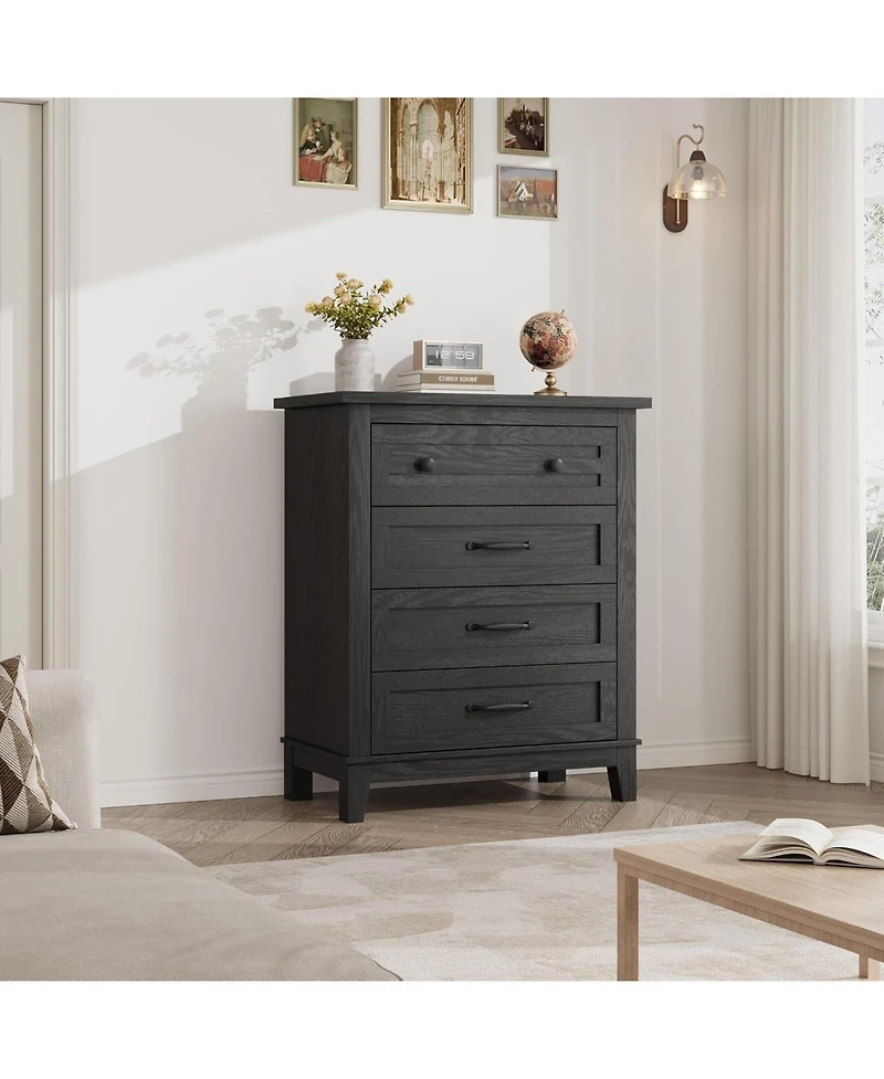 gaomon 4 Dresser for Bedroom, 34.8" Tall Vertical Drawer with Large Storage, Freestanding Wooden Closet Chest Living Room