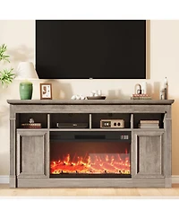 gaomon Farmhouse Electric Fireplace Tv Stand, Entertainment Center, Console Table Tv Cabinet with Open Storage