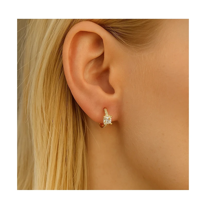 Dloria Lila Square-Cut Huggie Hoop Earrings