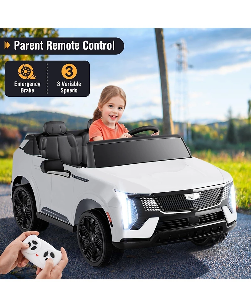 Mecale 24V Ride on Truck 2-Seater Licensed Cadillac with Remote Control-White