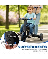 Mecale 4-in-1 Foldable Toddler Tricycle with Push Handle with Adjustable Seat