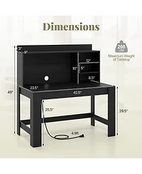 Mecale Modern Home Office Desk with Hutch and Storage, Workstation