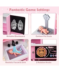 Mecale Kids Wooden Doctor Office Medical Center Pretend Play Set with Blackboard