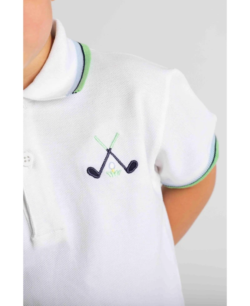 Florence Eiseman Toddler Boy Knit Polo With Golf Clubs