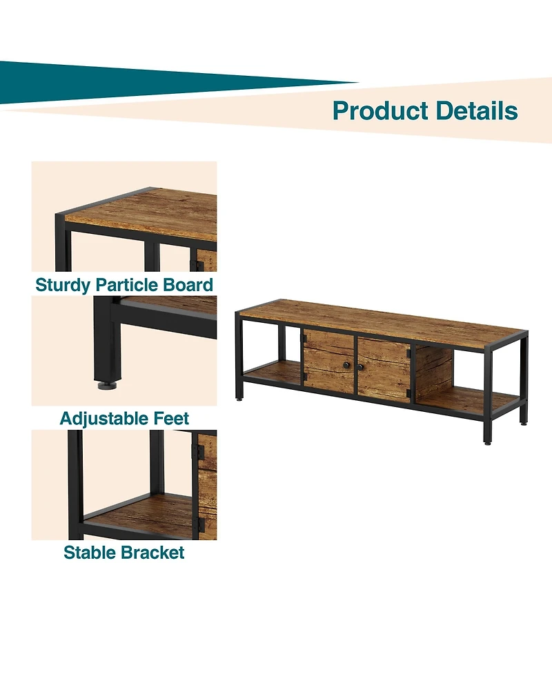 gaomon 58" Wooden Farmhouse Tv Stand for Bedroom, Fits 65" TVs, Cabinet with Open Storage Shelves