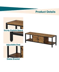 gaomon 58" Wooden Farmhouse Tv Stand for Bedroom, Fits 65" TVs, Cabinet with Open Storage Shelves