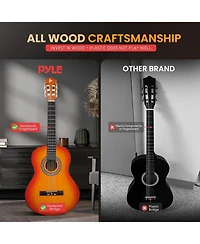 Pyle Beginner Acoustic Guitar Kit – 3/4 Junior Size 36” All-Wood Guitar with Full Accessories, Tuner App & Lessons