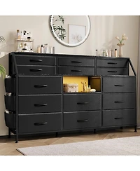 gaomon Drawer Fabric Dresser for Bedroom, Large Dresser with 2 Shelves & Wood Top, Dressers & Chests of Drawers