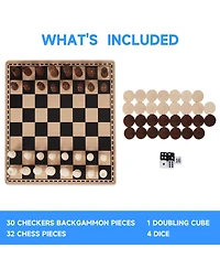 Gse Games & Sports Expert Premium 3-in-1 Carbon Fiber Folding Chess, Checkers & Backgammon Set by Gse