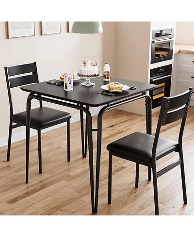 gaomon Small Square kitchen Dinner Table Set for 2, Space Saving Wood Modern Dinette With Upholstered,Dining Room Furniture for Breakfast