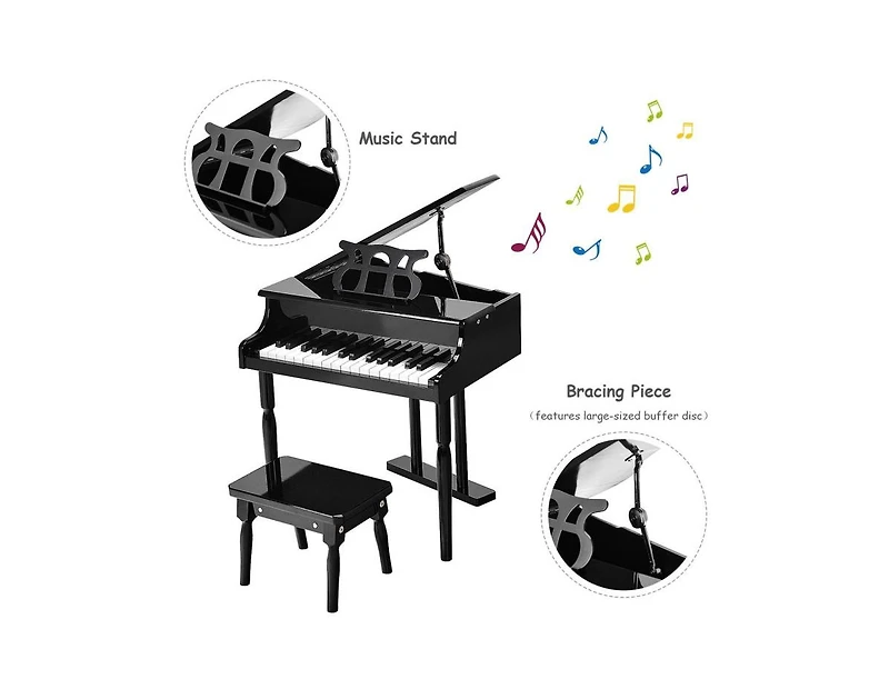 Slickblue Kids 30-Key Piano Keyboard with Bench and Music Stand