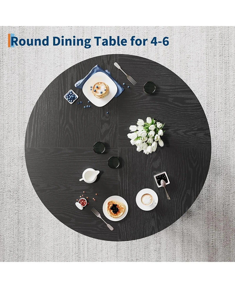gaomon 47" Round Dining Table for 4-6, Wood Kitchen with Sturdy Base, Farmhouse Circle Dinner Room, Living 4 Strong