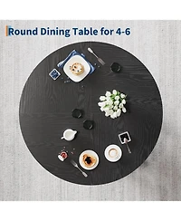 gaomon 47" Round Dining Table for 4-6, Wood Kitchen with Sturdy Base, Farmhouse Circle Dinner Room, Living 4 Strong