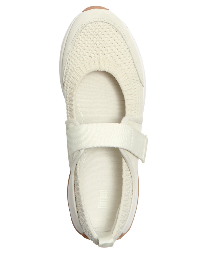 FitFlop Women's F-Mode Flow Knit Suede Mary Jane Almond Toe Sneakers