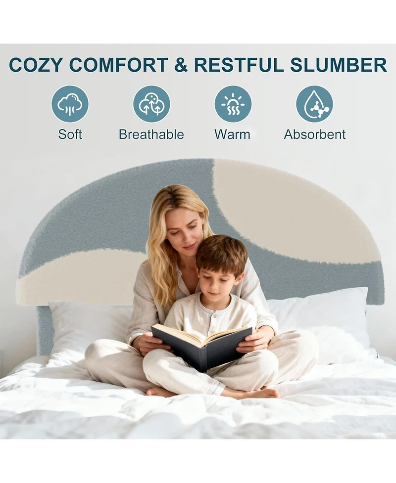 gaomon Bed Frame with Upholstered Round Teddy Boucle Headboard (Arch Design