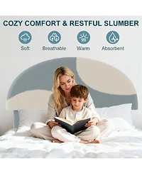 gaomon Bed Frame with Upholstered Round Teddy Boucle Headboard (Arch Design