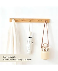 Yigii Hickory Wood Wall Coat Rack, Space-Saving, Easy to Install