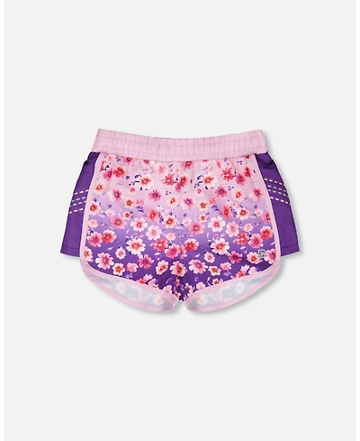 Deux par Girl Athletic Shorts Polyester Mauve Floral Gradient