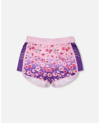 Deux par Girl Athletic Shorts Polyester Mauve Floral Gradient
