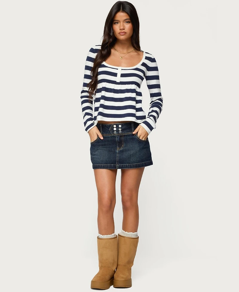 Edikted Women's Fatama Denim Mini Skirt