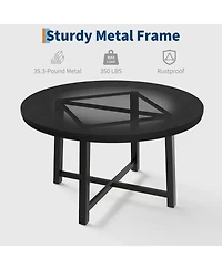 Draft - gaomon Round Dining Table, Industrial Dinner Table for 4 to 6, Wooden Kitchen with Sturdy Metal Frame