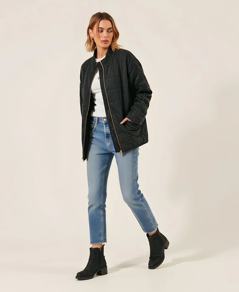 Modenaire Women's Erica Quilted Zip-Up Jacket