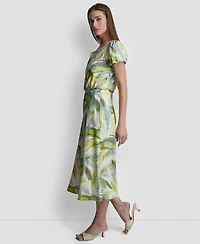 Dkny Women's Printed V-Neck Midi Dress