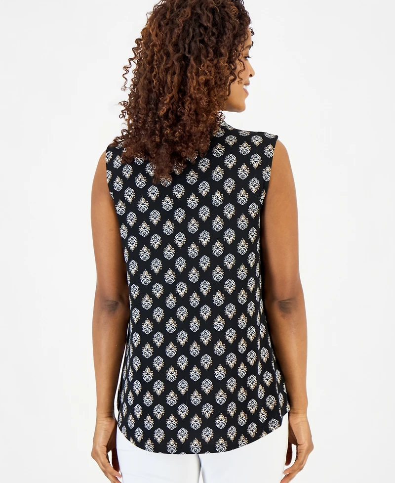 Jm Collection Women's Printed Sleeveless V-Neck Knit Top, Macy's Exclusive
